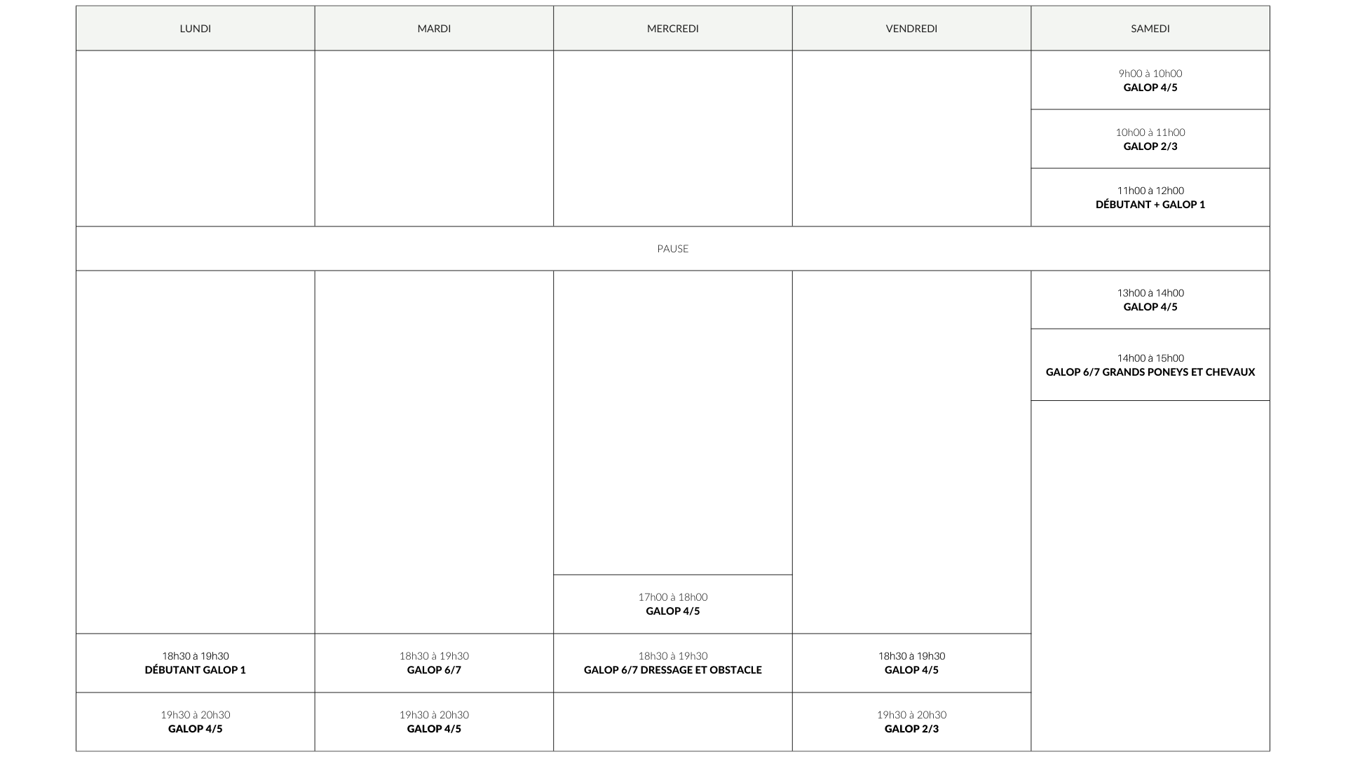 Planning 2022 2023 écurie Bruno Broucqsault